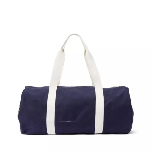 Pink by Victoria's Secret Canvas Duffle Bag Navy Gym Weekender Travel Logo NWT - Picture 2 of 15